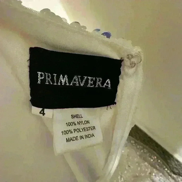 Primavera Formal Prom Dress White with Pastel Sequins Size 4 - Picture 8 of 10